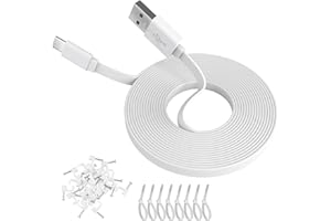 10ft/3M Flat USB C Cable, USB A to USB C Charging Power Cord for Blink Mini 2/Outdoor 4, Ring Pan-Tilt Indoor Cam, eufy Cam S