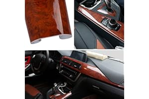 GreceYou High Glossy Wood Grain Vinyl Wrap Sticker Decal Car Internal Wraps Self Adhesive DIY Film, Waterproof Wrap Roll Without Bubble, 100x 40cm/39.4x15.7in (Yellowish-Brown)