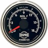 Isspro 3 Inch Chrome Electric Pyrometer Gauge 0-1800 Degree