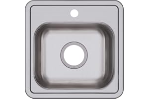 ELKAY Dayton D115161 Single Bowl Drop-in Stainless Steel Bar Sink, 15 x 15 with 3.5" Drain Hole