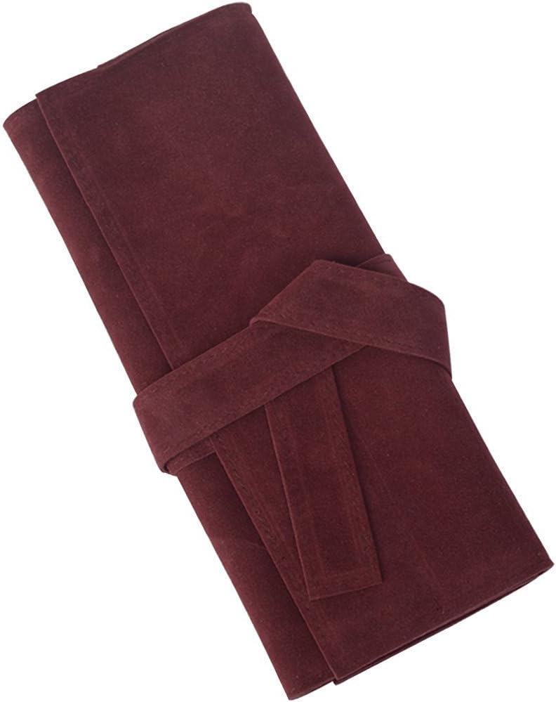 Da Jia Inc Microfiber Fabric Salon Scissors Bag Roll Up Hair Tools Pouch for Stylist Barber Hairdressers, Red