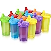 Mifoci 12 Pcs 10 oz Sippy Cups for Toddlers 1-3 No Spill Spout Cups with Lids Toddler Reusable Baby Feeding Supplies, Microwave Safe, Dishwasher