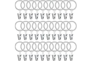WMYCONGCONG 40 PCS 4mm Thicken Metal Curtain Rings with Clips 1" Inner Diameter Eyelets Drapery Clips Hooks Decorative Vintag