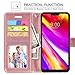 LG G7 ThinQ Wallet Case w HD Screen Protector, Glitter Bling Kickstand Leather with Magnetic Closure Protective Phone Case,Rose Gold