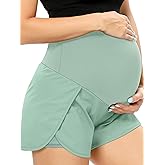 POSHGLAM Women‘s Maternity Shorts Over Belly Workout Running Casual Summer Pregnancy Shorts