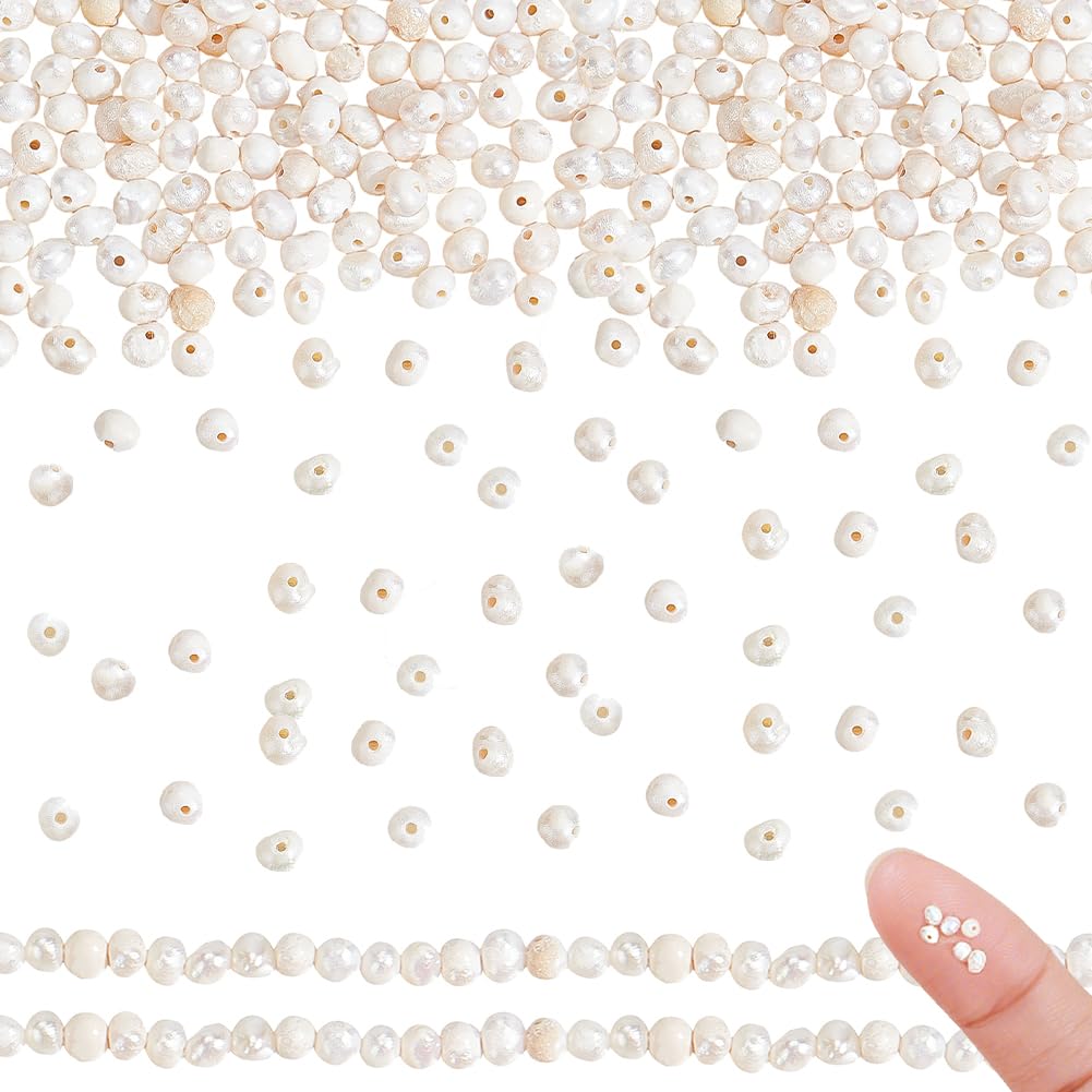 Photo 1 of GOMAKERER 142 Pcs 2mm Mini Natural Pearl Beads, Tiny Seashell Color Freshwater Cultured Real Pearls Loose Beads for Necklace Jewelry Making, Oval Shape, 0.5mm Hole