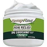 Hempvana Lidocaine 5% Relief Cream, AS-SEEN-ON-TV, Strongest Cream, Numbs Irritated Nerves for Fast Anorectal Relief, Enriched with Hemp Seed Oil, Non-Greasy & Odor-Free, 3-oz Jar