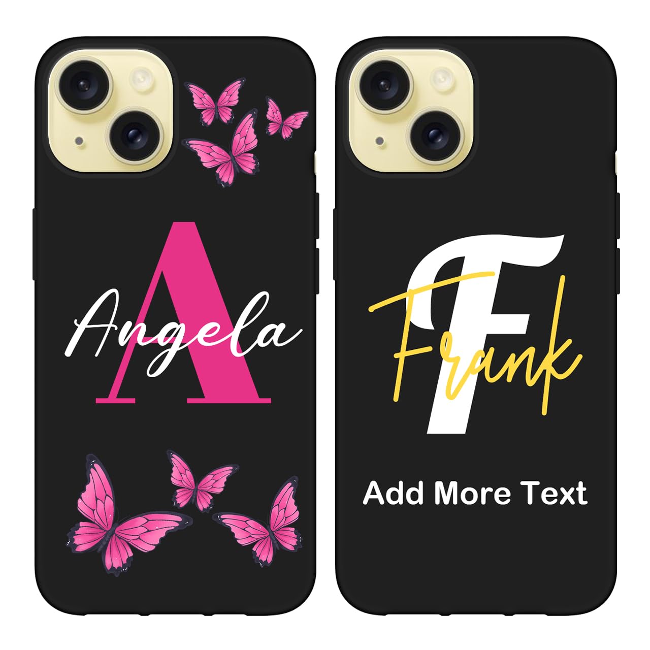 Custom Name Case Compatible with Apple iPhone 15 - Personalized Initial/Letter Text Monogram Phone Cover, Customized Butterfly Girly & Men Classic Styles, Protective Thin Silicone Case