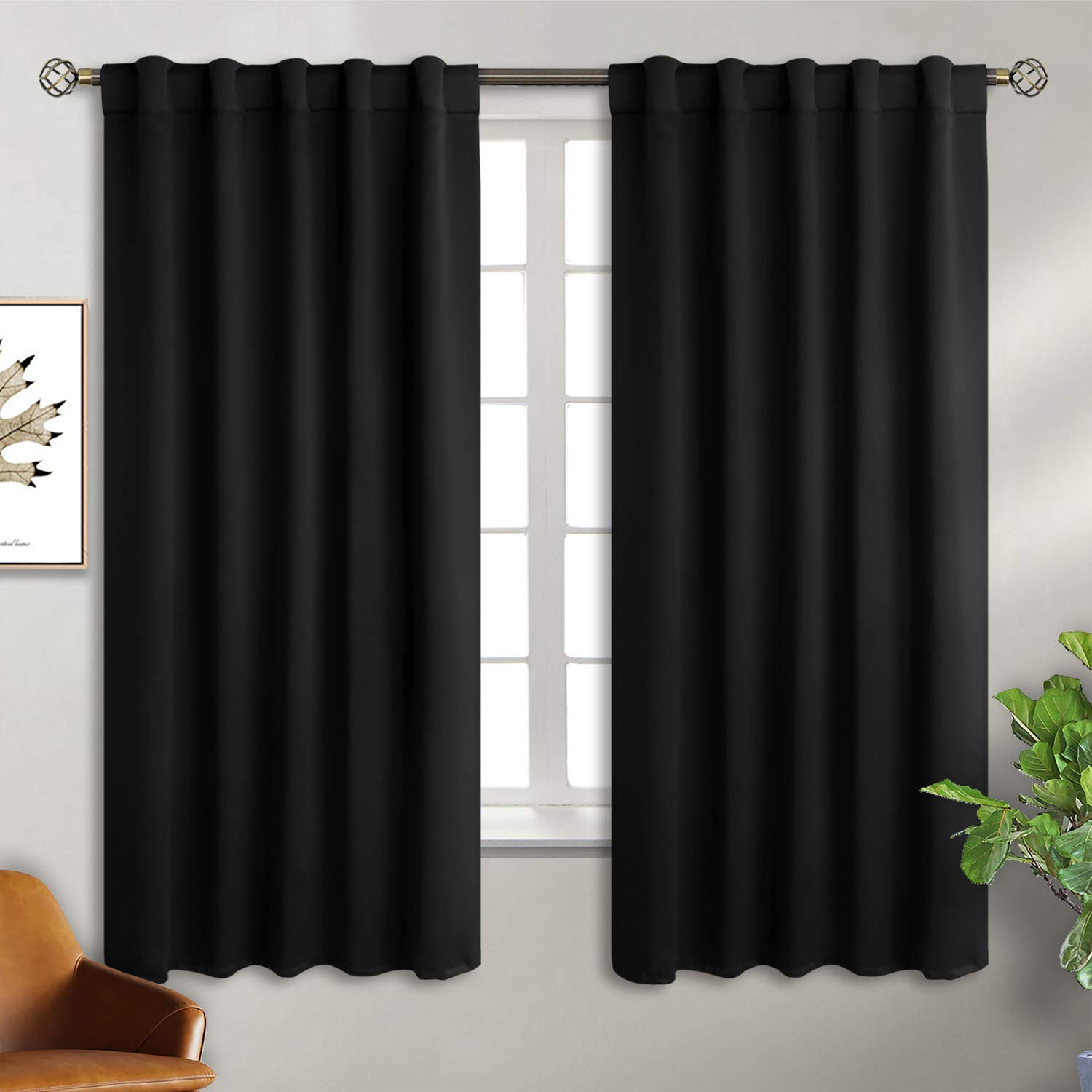 BGment Halloween Blackout Curtains 63 Inch Length Bedroom Rod Pocket and Back Tab Thermal Insulated Room Darkening Curtains for Living Room 2 Window Curtains 42x63 Inch