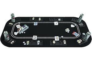 FURUISEN 3 in 1 Poker Table Top Black Felt Poker Top for Tables,Foldable Anti-Slip Poker Table Mat with Individual Cup Holders and Carrying Bag for Poker Blackjack Roulette