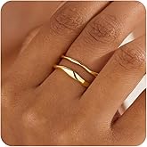 GoldGifts Gold Rings for Women Non Tarnish, Waterproof Chunky 14K Gold Plated Stackable Rings Trendy Statement Pinky Thumb Rings Engagement Eternity Wedding Band Ring Stacking Gold Jewelry Size 3 4 5 6 7 8 9 10 11