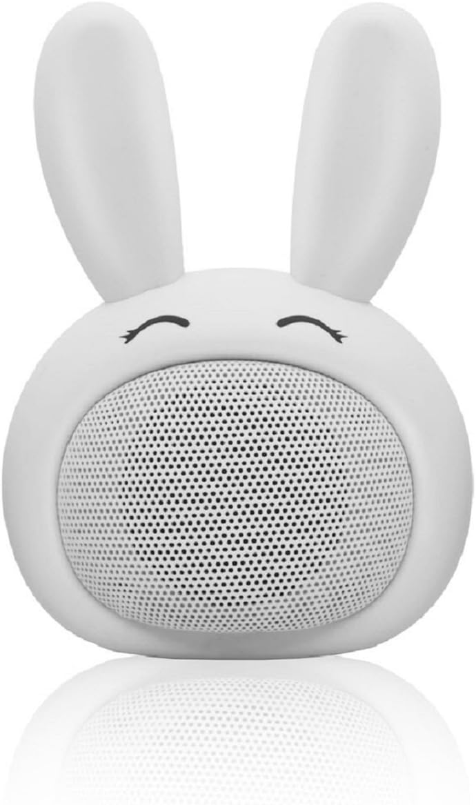 Mini Bluetooth Speaker Wireless Portable Cute Bunny with Squishy Ears (Cotton White)