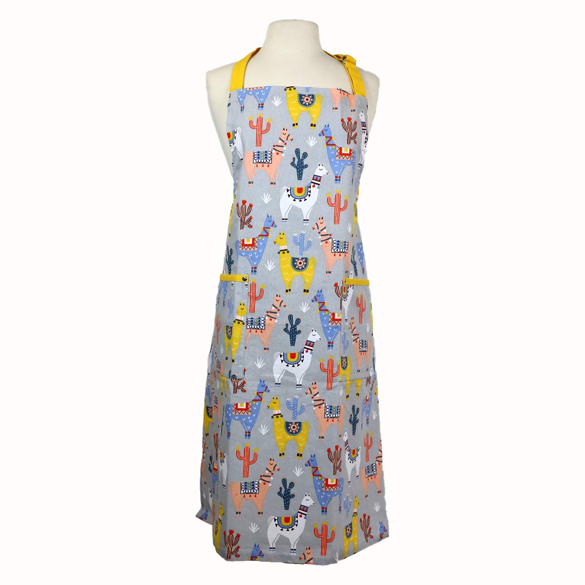 Dexam - No Probllama Adult Kitchen Apron, Grey 100% Cotton, Machine Washable, Adjustable Strap, 67cm x 86cm