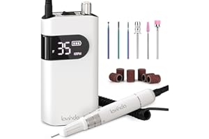Lavinda Professional Nail Drill Machine, 35000RPM Electric Nail File Cordless Rechargeable Nail Efile for Acrylic Gel Nails, Manicure Pedicure Polishing Shape Tools for Salon Home Use-White