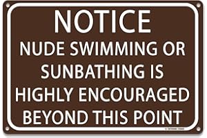 TOOTHSOME STUDIOS Nude Swimming Or Sunbathing 12" x 8" Funny Pool Sign Home Pool Beach House Decor