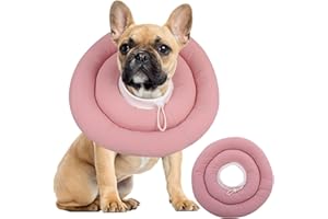 IDOMIK Dog Recovery Collar, Waterproof Soft Dog Cone After Surgery, Comfy Protective Elizabethan Collar Alternative for Dogs Cats, Adjustable Pet Neck Donut Cone Anti-Licking Biting Wounds,Pink,M