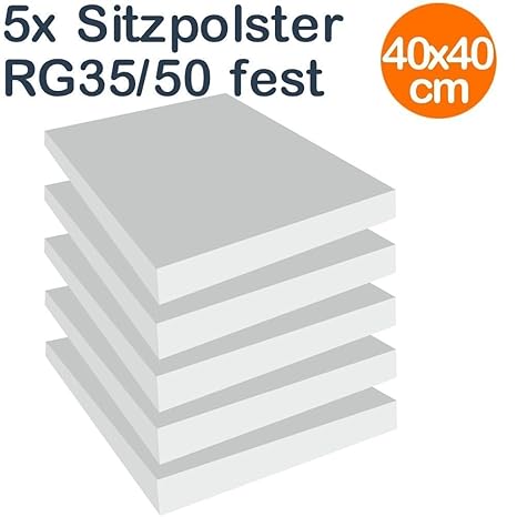 Set 5x Schaumstoffplatten 40x40 cm Sitzpolster Schaumstoff (40x40x3 cm)