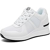 JEBUKTXE Wedge Sneakers for Women, Non-Slip Breathable High Heels for All Seasons