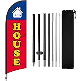 FLAGPARK Open House Flag for Real Estate 8 Ft Open Feather Flags Banner with Pole Kit and Ground Stake for Outside Outdoor