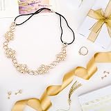 Zasjon Faux Pearl Floral Metal Headband - Elegant Bridal Bohemian Hair view 3