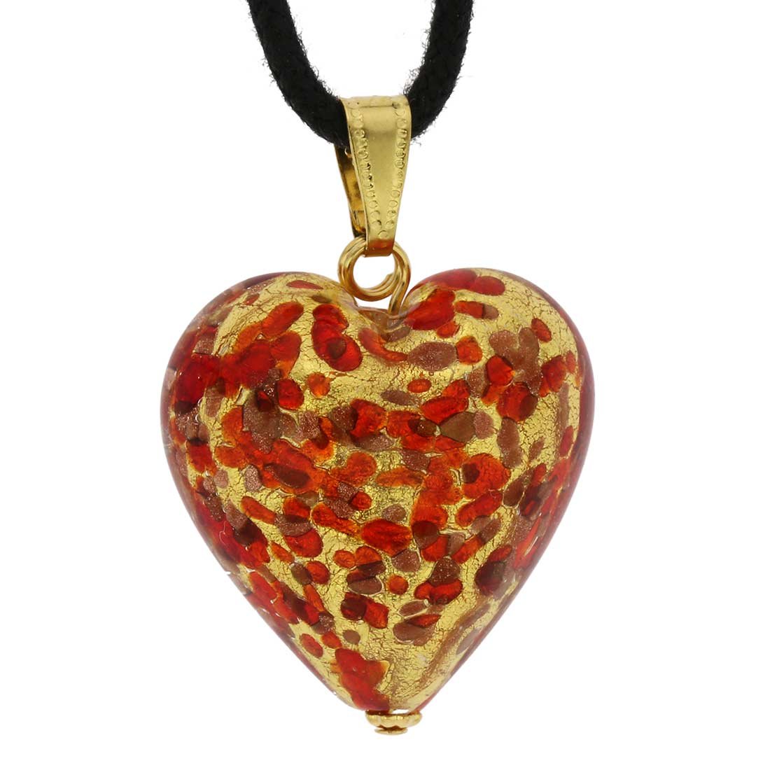 Glass Of Venice Murano Glass Heart Pendant - Red Confetti