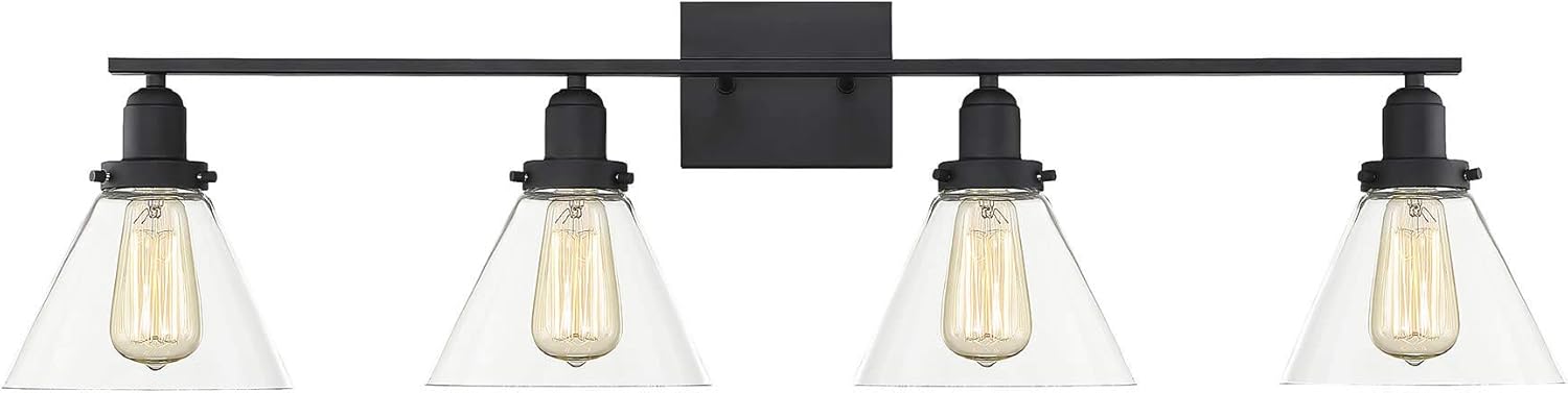 Savoy House 8 9130 4 Bk Drake 4 Light Bathroom Vanity Light In A Black Finish With Clear Glass 38 W X 10 H Amazon Com