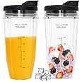 24OZ Blender Cup for Nutri Ninja Blender Cup with Lid for Blender BL450 BL454 Auto-iQ BL480 BL481 BL482 BL687 (2-Pack)