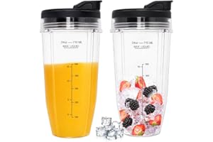 24OZ Blender Cup for Nutri Ninja Blender Cup with Lid for Blender BL450 BL454 Auto-iQ BL480 BL481 BL482 BL687 (2-Pack)