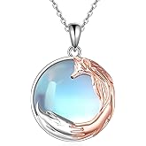 AINFQY Fox Necklace for Women 925 Sterling Silver Moonstone Pendant Necklace Fox Jewelry Gifts