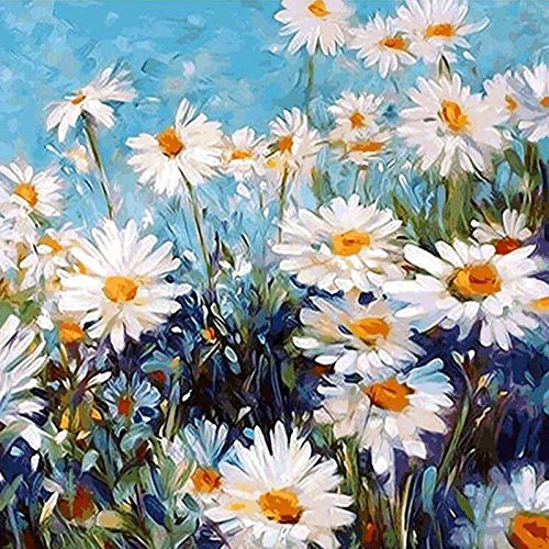 Adarl DIY Oil Painting Paint By Number Kit Image Drawing On Canvas By Hand Coloring Arts Crafts & Sewing NEW White Daisies - Thumbnail 7