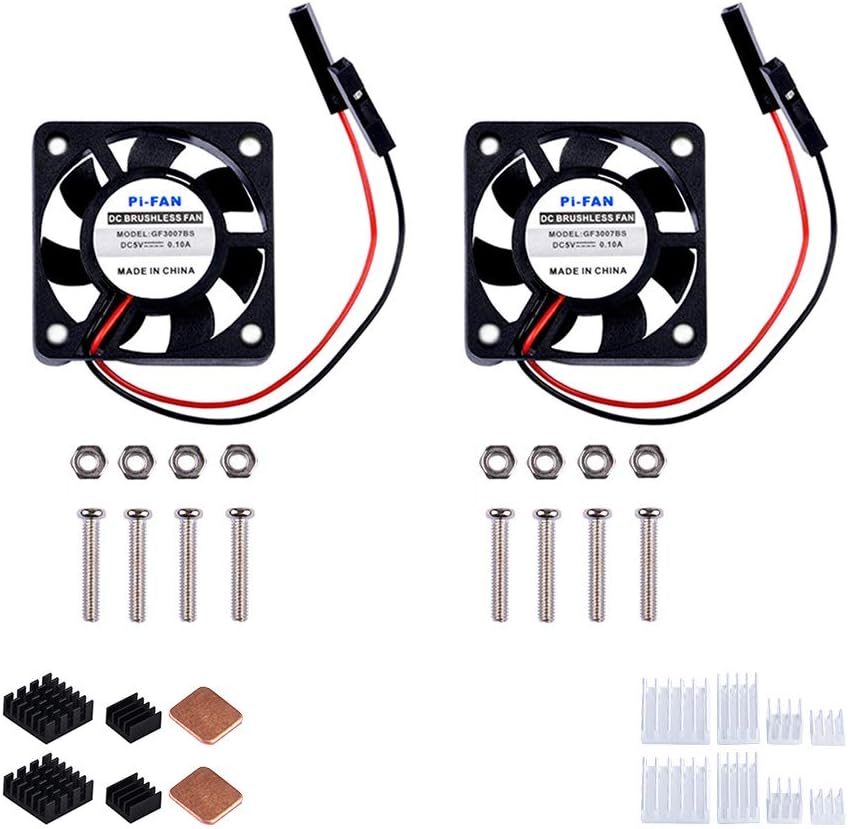 GeeekPi Quiet 3007 Fan DC 5V 3.3V Brushless CPU Cooling Fan with Heatsink for Raspberry Pi 4B/3B+/3B & Zero/Zero W & Retroflag NESPI CASE Plus (2-Pack)