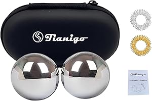 Tianigo Stainless Steel Baoding Balls Set,1.57 Inches Chinese Health Balls, Metal Stress Relief Hand Massage Balls No Chime for Hand Exercise, Hands Therapy