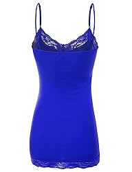 XT1004L Ladies Adjustable Spaghetti Strap Lace Trim