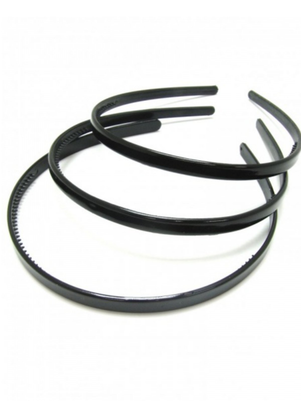 Pack of 3 Black Plastic Headbands 1cm