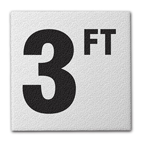 Ceramic Swimming Pool Deck Depth Marker " 3 FT " Abrasive Non-Slip Finish, 4 inch Font