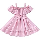 VINUOKER Toddler Girls Princess Party Dress Little Girl Summer Dress Off-Shoulder Suspender Sundress