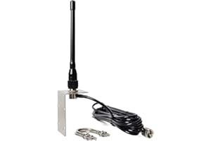 TWAYRDIO VHF Marine Antenna with 5M Low Loss RG58 Coax Cable, L-Shape Mounting Bracket and U-Bolts for Boat for Cobra Uniden 