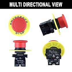 DMWD 22MM 600V 10Amp 2NC Red Mushroom Latching