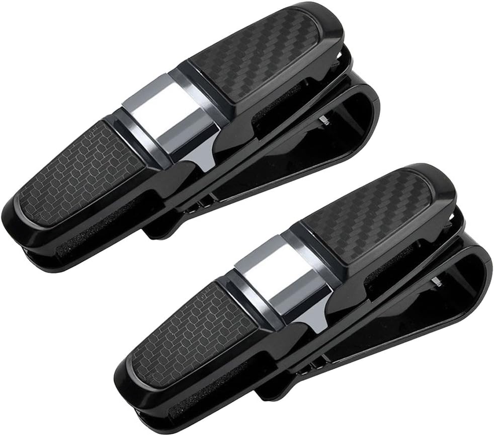 Bosmix 2Pack Glasses Holders for Car Sun Visor, Sunglass Visor Clip Car Sunglasses Eyeglasses Ticket Card Clip Holder, Sunglass Holder for Car, Car Glasses Holder for Your Sunglasses Clip(Silver)