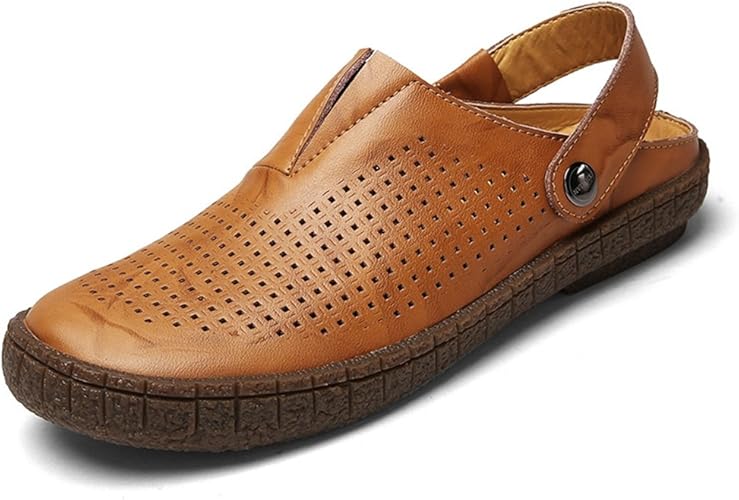 Amazon Fuxiang サンダル メンズ ビジネス スポーツサンダル 低反発 厚底 歩きやすい 本革 ドライバーシューズ オフィスサンダル 軽量 通気 滑り止め 会社用 社内履き 仕事 通勤 職場用 ファッションサンダル