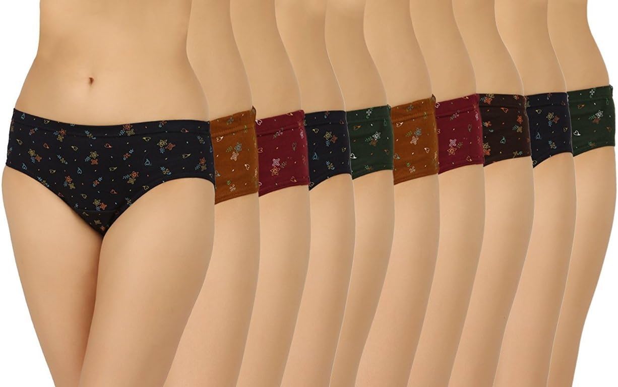 Helina Delux Ever Rich Women's Panties Combo Pack of 10 Piece - Regular Use Cotton