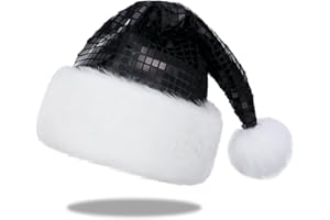 JKSVE Sequin Santa Hat for Adults Christmas, Sparkly New Year Party Hat with Glitter, Holiday Headwear Costume Accessories
