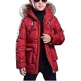 FARVALUE Boy Winter Coat Warm Quilted Puffer Water Resistant Parka Jacket with Detachable Fur Hood for Big Boys
