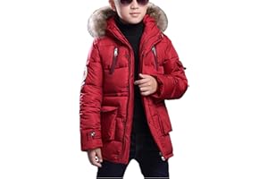 FARVALUE Boy Winter Coat Warm Quilted Puffer Water Resistant Parka Jacket with Detachable Fur Hood for Big Boys