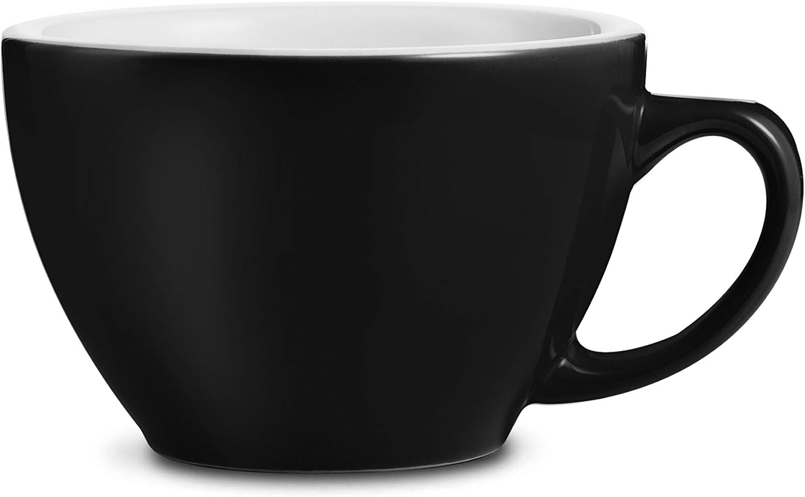 LOVERAMICS Egg Style Cup and Saucer for Small Cappuccino, 150ml (5 oz) (Black, 6)