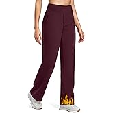 Soothfeel Fleece Lined Pants Women 29"/31"/33" High Waisted Wide Leg Sweatpants with Pocket Winter Warm Work Yoga Dress Pants