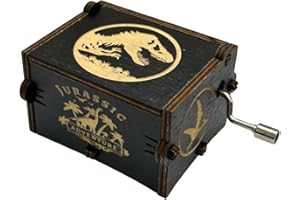 storcfe Black Music Box for Jurassic, Mini Hand-Cranked Engraved Wooden Music Box Gifts for Valentine's Day/New Year/Birthday, Anime Gifts for Family/Friends/Kids/Girlfriend/Boyfriend