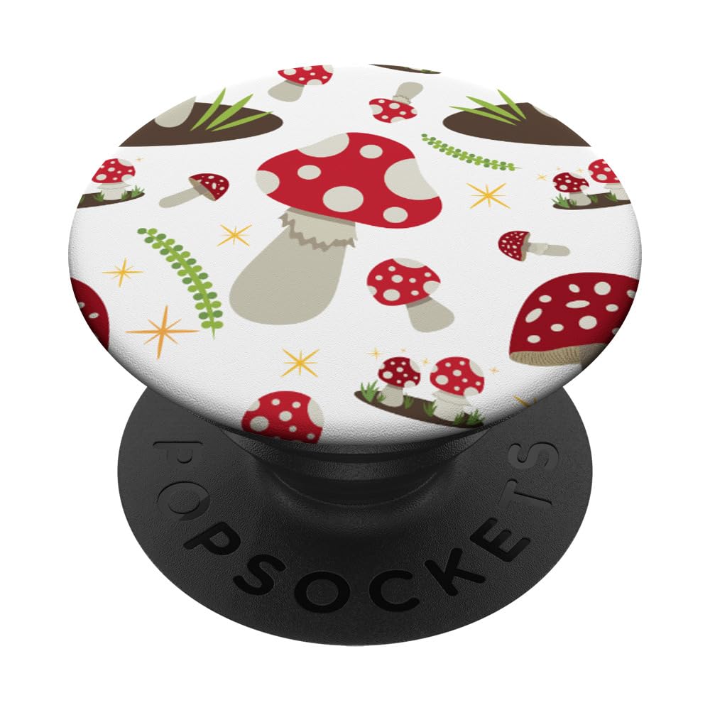 Red Mushroom Pattern | Fungi Foraging Toadstool Mushroom PopSockets Adhesive PopGrip