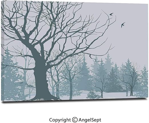 Modern Salon Theme Mural Winter Season Theme A Tree Without Leaves