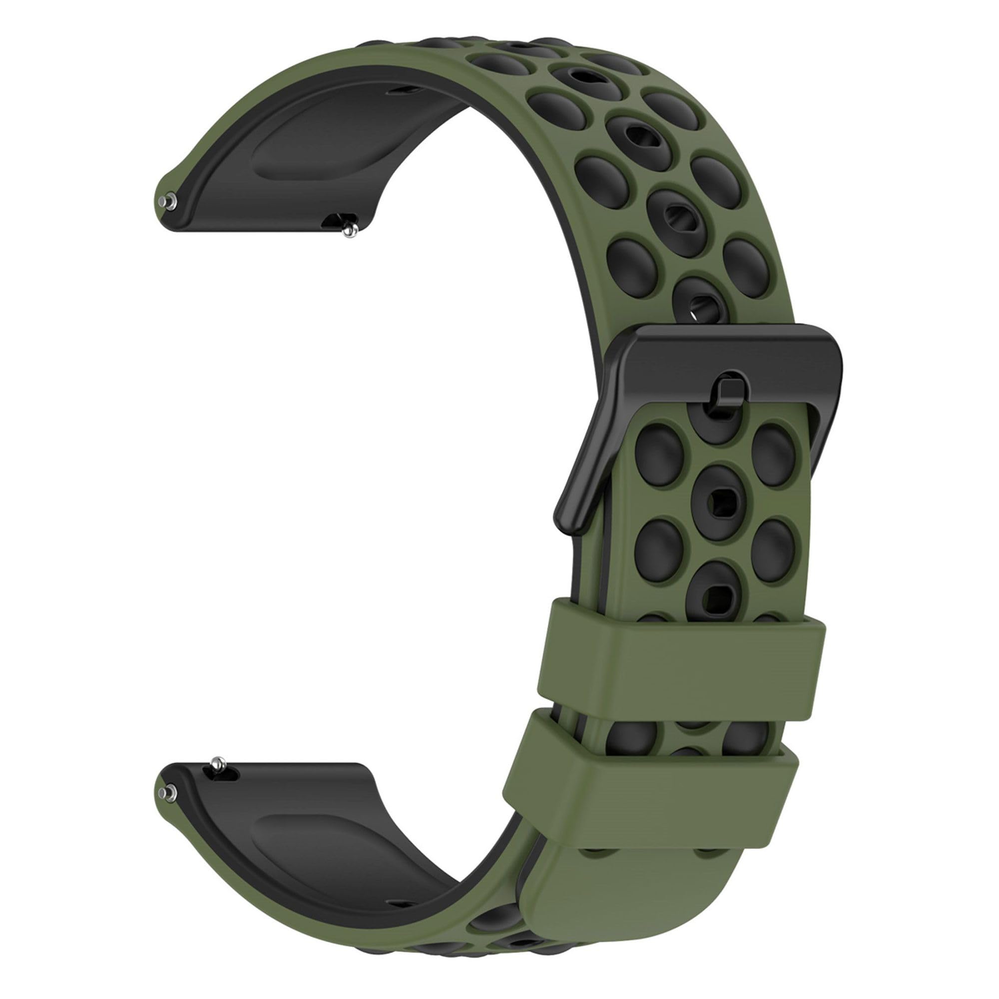diloy BR43 silicone strap – Two-tone – Quick release – Smartwatch compatible – 20mm 22mm – Sporty, flexible and durable Mlitary Green 22mm